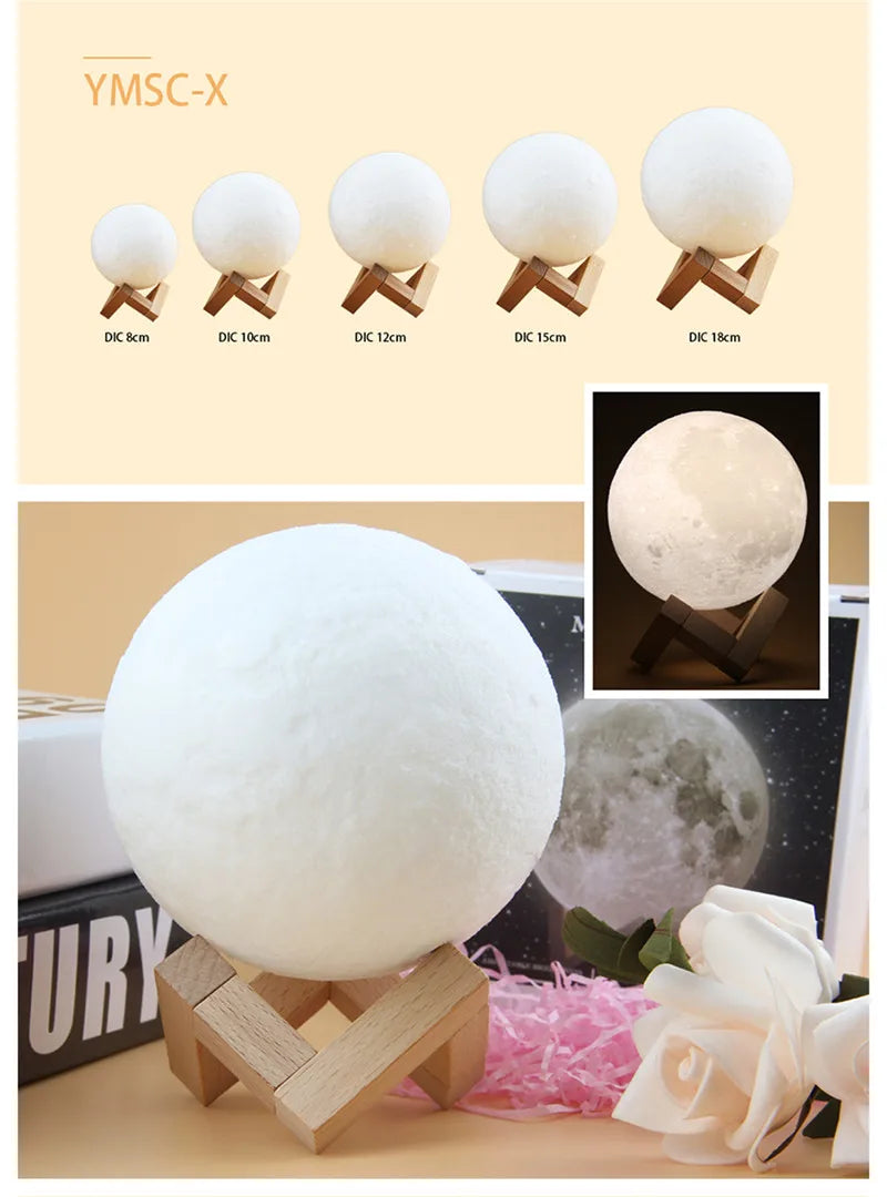 Luna 3D – Lámpara Táctil Recargable