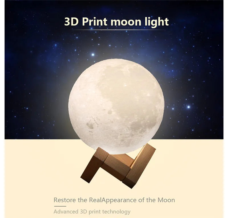Luna 3D – Lámpara Táctil Recargable