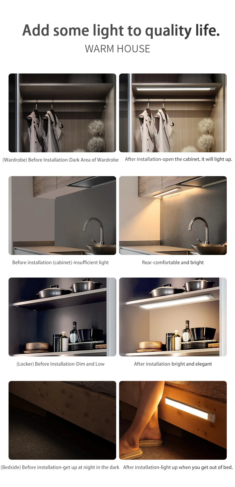 Luz LED Automática de Clóset con Sensor de Movimiento – Recargable, Ultradelgada y Regulable