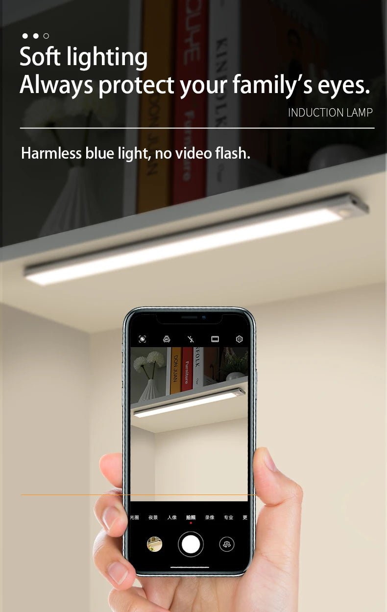 Luz LED Automática de Clóset con Sensor de Movimiento – Recargable, Ultradelgada y Regulable