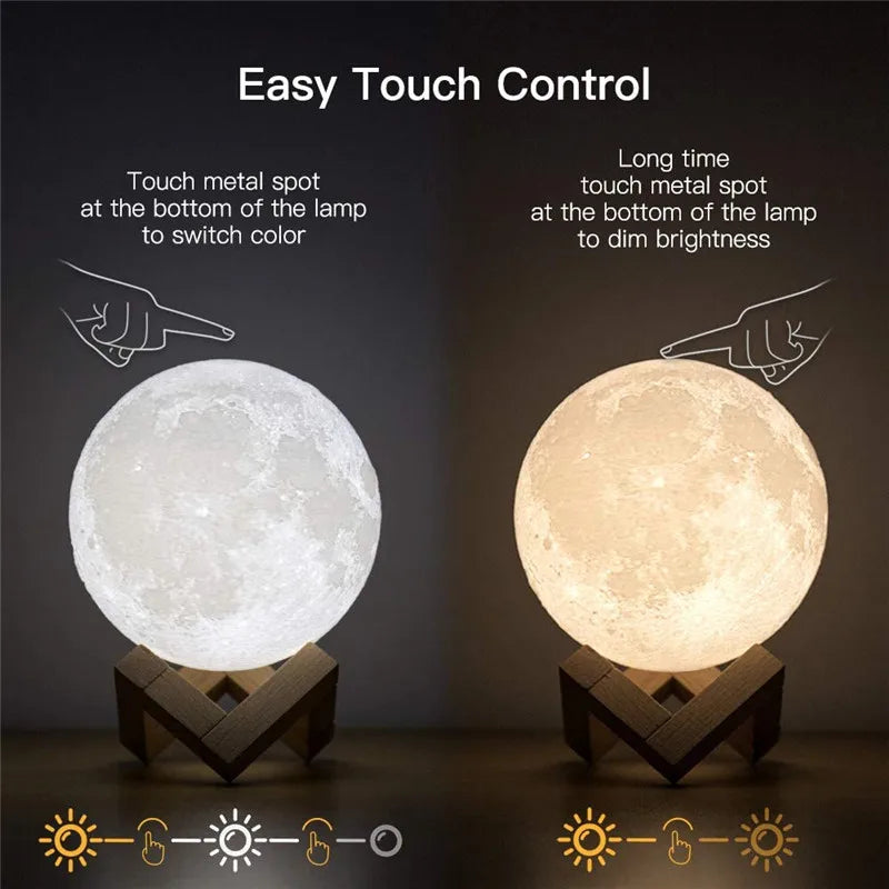 Luna 3D – Lámpara Táctil Recargable