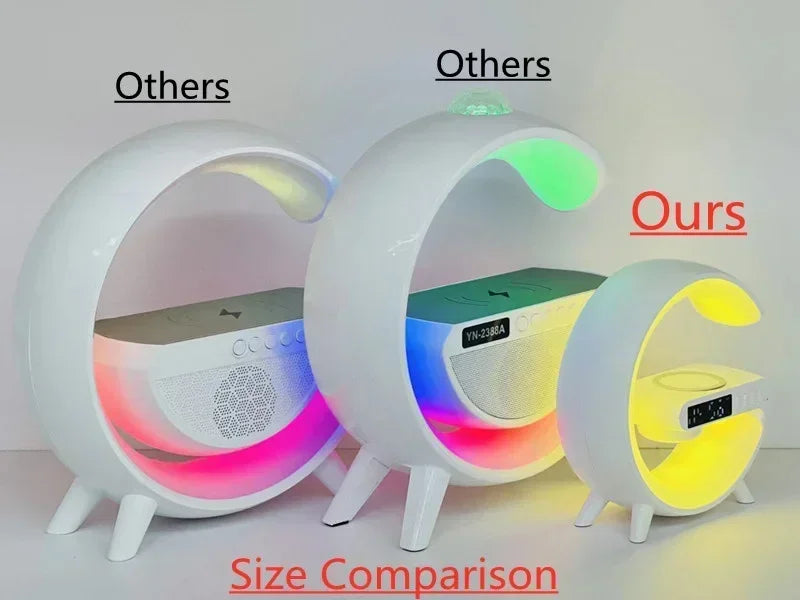 Base Smart Multifuncional – Cargador Inalámbrico + Bocina Bluetooth + Luz Ambiental