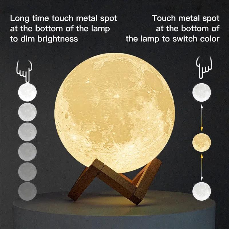 Luna 3D – Lámpara Táctil Recargable