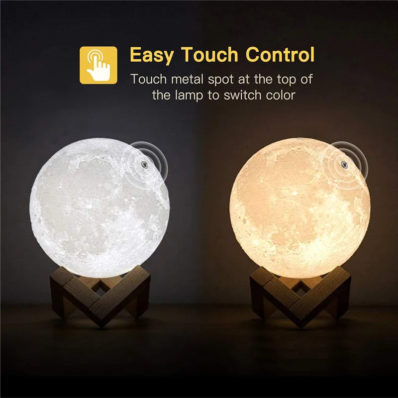 Luna 3D – Lámpara Táctil Recargable